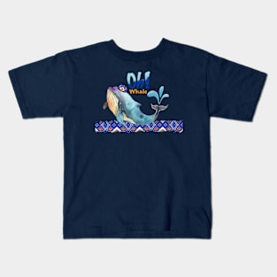 Oh Whale, Whale Ikat Kids T-Shirt